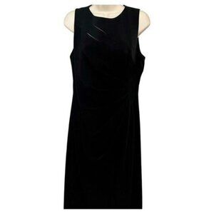 Tahari Black Sleeveless Shift Dress NWT – Size 10 Cut-Out Neckline, Ruched Sides